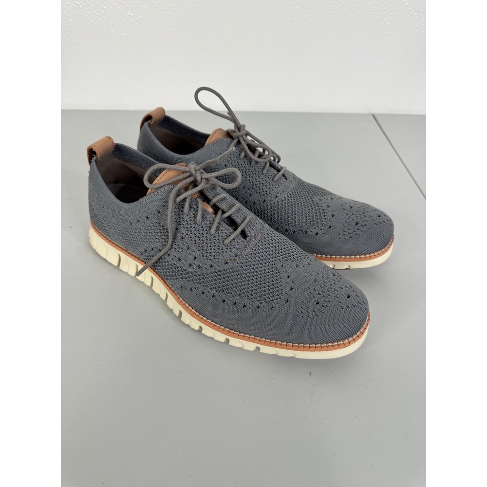 Cole Haan Zerogrand Stitchlite Wingtip Oxford Grey Knit Shoes C24944 Mens 8.5 M